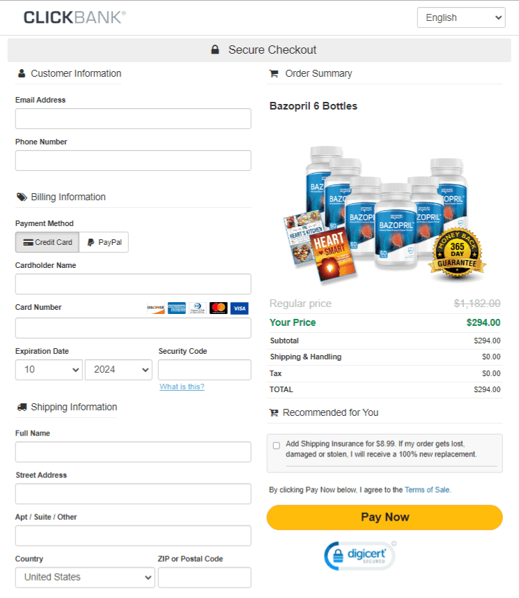 Bazopril Checkout